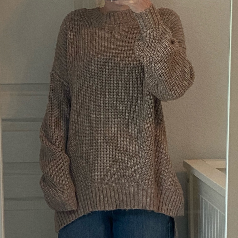 American Eagle Outfitters Brown Knit Crew Neck Sweater